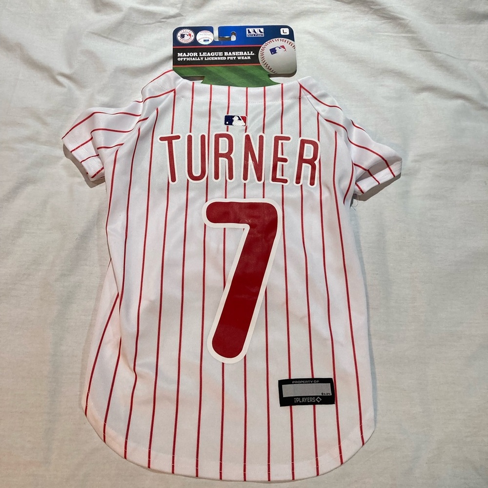 Trea Turner Philadelphia Phillies Dog Jersey, size Large, Pets First! NWT!